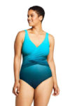 best women's swimsuit with a flattery slender wrap in the midsection made by Land's End