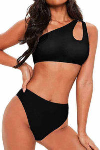 Ladies' high cut bikini set from FAFOFA, one shouldered two-piece swimwear, one of the best bathing suit for big thighs