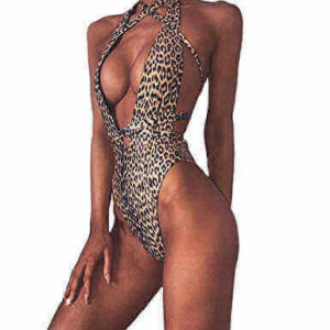 SFHFY QIANMEI female best one-piece bathing suit for huge thighs, swim costume with leopard prints
