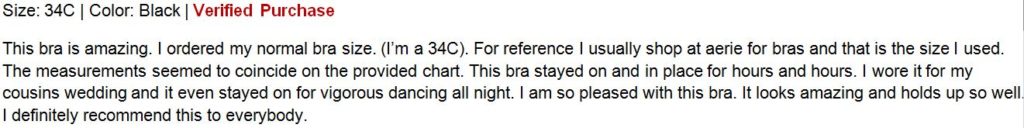 An Amazon customer's review for the Felina strapless bra for large bust