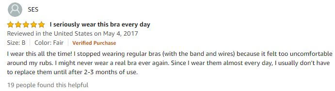 A customer's review of Nubra seamless adhesive bra