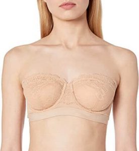 Calvin Klein Women's Seductive Comfort with Lace Strapless Bra. Best silicone free bra