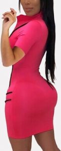A lady wearing a tummy control body shaper and butt lifter under a bodycon dress