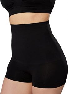 Shapermint High Waisted Body Shaper Boyshorts Tummy Control Waist Slimming and Back Smoothing Shapewear for Plus Size Women. One of the best lower belly pooch shapewear, best stomach flattening shapewear