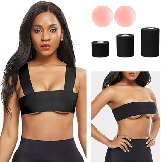 Trendix Boob Tape Large Breast Lift DDD Bra Small Bob Kardashian Invisible Push Up. One of the best breast lift tapes, best breast tape for strapless dresses. best boob tape. How to Tape Your Breasts Up for a Strapless Dress
