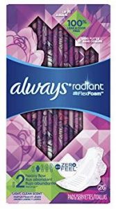 Always Radiant women menstrual pads, best sanitary towels for heavy flow absorbency