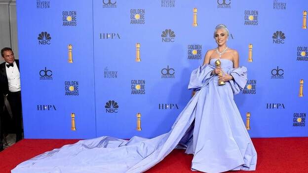 Lady Gaga, wearing a Valentino gown, attends the 76th Annual Golden Globe Awards at The Beverly Hilton Hotel on January 6, 2019 in Beverly Hills, California
