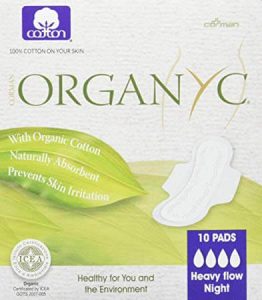 Organyc 100% Certified Organic Cotton Feminine Pads, best organic pads for postpartum recovery