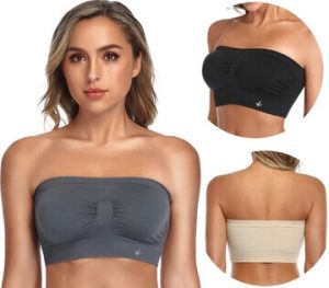 ANGOOL Strapless Comfort Wireless Bra with Slip Silicone Bandeau Bralette Tube Top. One of the best bandeau bras to wear with a halterneck outfit