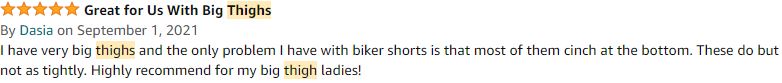 A customer's review on Amazon for Hanes Stretch Jersey Bike Short for Women