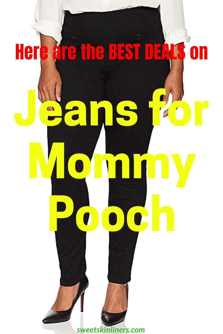 A woman modelling a pair of jeans suitable for a mommy belly- experts' review of the best jeans for mom pooch, best plus size jeans