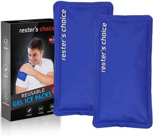 Rester's Choice Gel Cold & Hot Packs (2-Piece Set) Medium 5x10 in. Reusable Warm or Ice Packs for Injuries, Hip, Shoulder, Knee, Back Pain – Hot & Cold Compress for Swelling, Bruises, Surgery. Warm compresses for relaxing fibrous breast tissue