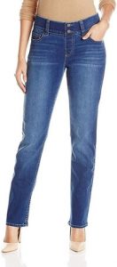 Riders by Lee Indigo Women's Pull-On Waist Smoother Straight-Fit Jeans- best straight leg jeans