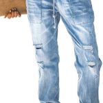 Sidefeel Women Pull-on Distressed Denim Joggers Elastic Waist Stretch Pants for concealing a momma's belly. One of the best jeans to hide mom pooch