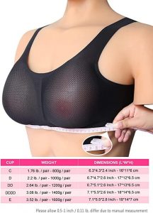 HIPLAYGIRL Waterdrop Silicone Breast Forms with Mesh Pocket Bra Set for Crossdressers (C-E Cup). One of the best bras for male crossdressers