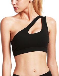 RUNNING GIRL One-Shouldered Sports Bra. Removable Padded Yoga Top, Post-Surgery Wirefree, Sexy, and Cute Medium Support bra. Here is the Best One Shoulder Sports Bra