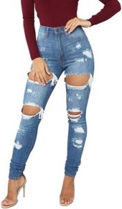 Tulucky Women's Boyfriend Jeans Distressed Slim Fit Ripped Denim Pants Comfy Stretch Skinny Jeans. One of the best rugged jeans for women