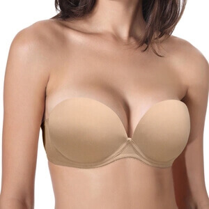 Vogue's Secret Push Up Bra Strapless Bras for Women, Convertible Underwire Thick Padded Multiway Everyday Brassiere. One of the best bras to wear with a single shoulder or off-shoulder dress
