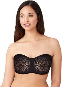 Fashionable Wacoal Women's Halo Strapless Bra. One of the best laced strapless bras for an injured shoulder, for wearing under single shoulder dresses, and for hiding nipples when it comes to women with small to medium busts