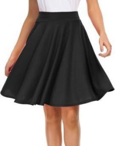 EXCHIC Women's Casual Stretchy Flared Mini Skater Skirt Basic A-Line Pleated Midi Skirt. One of the best skirts for pairing with equestrian riding boots