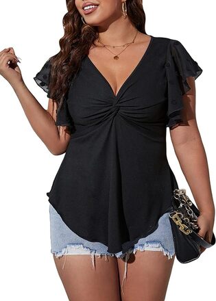 The SOLY HUX Plus Size Women's Twist Front Deep V Neck Summer Top