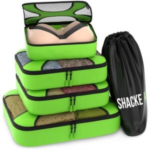 Shacke Pak - 5 Set Packing Cubes - Travel Organizers with Laundry Bag. One of the best for packing jeans in a suitcase 