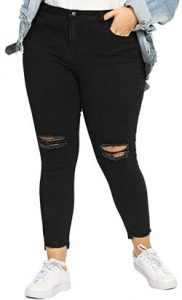 ALLABREVE Women Plus Size Ripped Stretch Skinny Jeans, High Rise Distressed Denim Jeggings. One of the best ripped jeans for plus size women