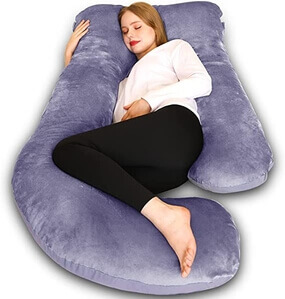 Chilling Home U-Shaped Full Body Pillow for Pregnancy, 55 Inch Long Maternity Pillow for Pregnant Women, A Pregnancy Must-Have Pillows for Comfortable Sleeping and Preventing Rolling to Sleep on the Back. It can also be used for lounging or for reading a book while relaxing on the bed or couch