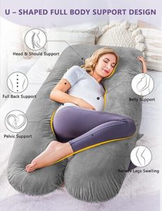 Meiz U-Shaped Pregnancy Body Pillow with a Zipper Detachable Pillow Case. One of the best U-shaped maternity pillows
