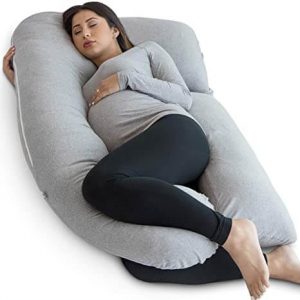 PharMeDoc Maternity Pillow, Grey U-Shaped Full Body Pillow and Maternity Support - Support for Back, Hips, Legs, and Belly for Pregnant Women. One of the Best Multipurpose Pregnancy Pillows