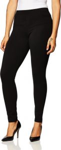 A lady wearing Hue Women's Ponte Leggings. This is one of the best legging pants for the office, one of the things to consider when you're thinking about how to choose leggings