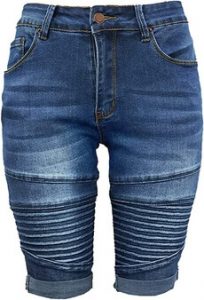 Olrain Women’s High Waist Ripped Hole Washed Distressed Knee-Length Jeans. Tough looking jeans for women