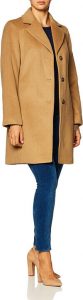 A lady modeling the Calvin Klein Women’s Classic Cashmere Wool Blend Coat, of the plus size outfits for women to wear during the cold months