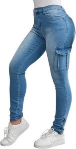 Flamingals Women’s High Waist Stretch Skinny Jeans with Flap Pockets. The best Women Jeans with Side Pockets