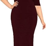Floerns Women's Short Sleeve Plus Size Solid Bodycon Business Pencil Dress for chubby girls