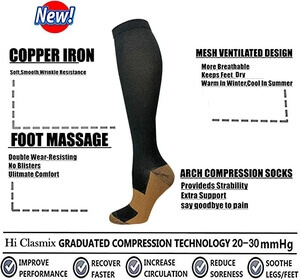 Hi Clasmix Graduated Medical Compression Socks for Women and Men with 20-30mmhg compression. Knee High Graduated Pressure Socks for Running