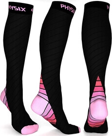 Physix Gear Sport Compression Socks for Men & Women 20-30 mmhg - Athletic Fit. Compression socks that help runners improve blood circulation and oxygen supply in their bodies