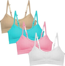 Popular Girls Padded Training Bra Pack – Crop Cami Training Bras for Girls. Seamless Bra Design with Detachable Padding. A comfortable training bra for a 12-year-old girl