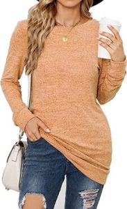 POGTMM Women's Fall Clothing Long Sleeve Tunic Top to Wear with Leggings