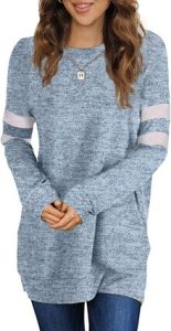 A Woman Wearing the Sousuoty Casual Tunic Sweater for Wearing with Leggings