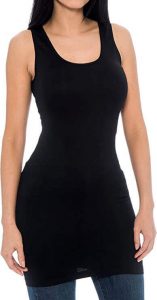 A female model showcasing the UNIQUE STYLES ASFOOR Seamless Long Tank Top for Women - A Slimming Camisole for Layering. One of the best long layering tanks for leggings