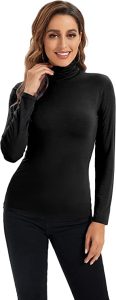 The Honey Echo Women's Long Sleeve Turtleneck Tops Soft Stretchy Fitted Base Layer Shirt