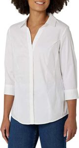 Riders by Lee Indigo Women's Easy Care ¾ Sleeve Woven Shirt. One the best fabrics for female shirts